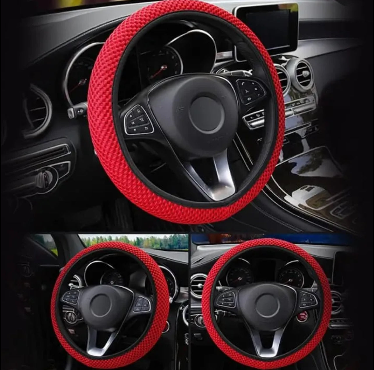 37-38cm Car Steering Wheel Cover Breathable Anti-Slip Steering Covers Automobile Steering Wheel Protection Decoration