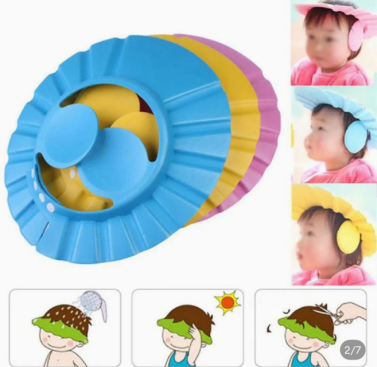Baby Shower Cap Adjustable Hair Wash Hat for kids Infant Ear Protection Safe Children Kids Shampoo Bath Head Cover (MULTICOLOUR).