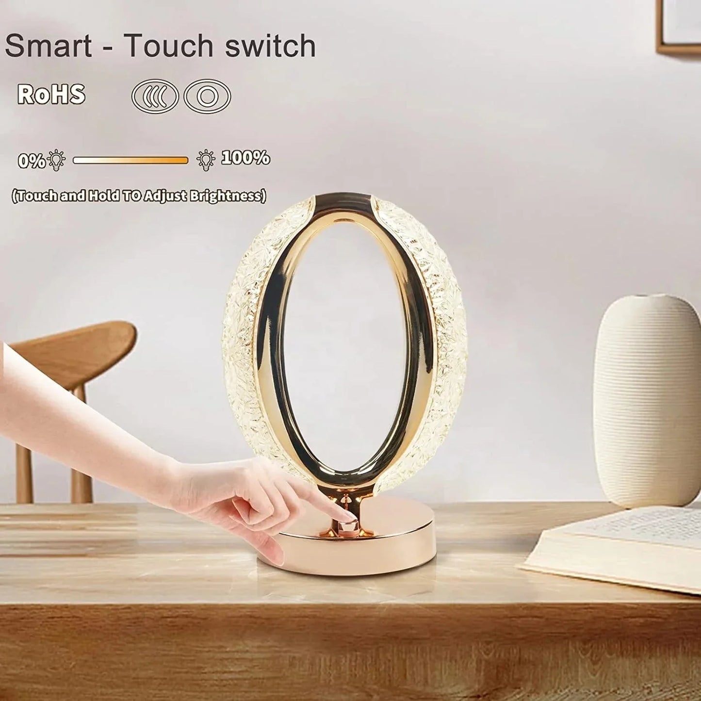 USB Operated Rechargeable Oval LED Crystal Touch Lamp