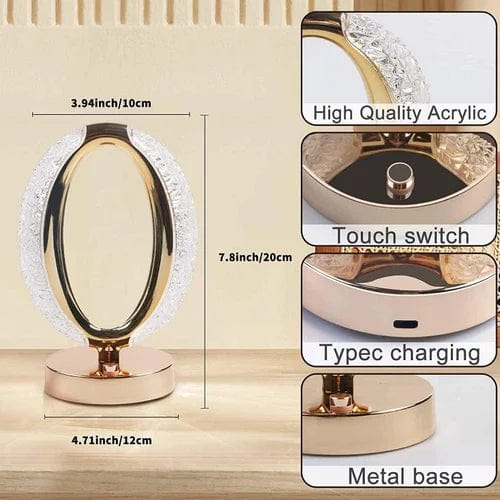 USB Operated Rechargeable Oval LED Crystal Touch Lamp