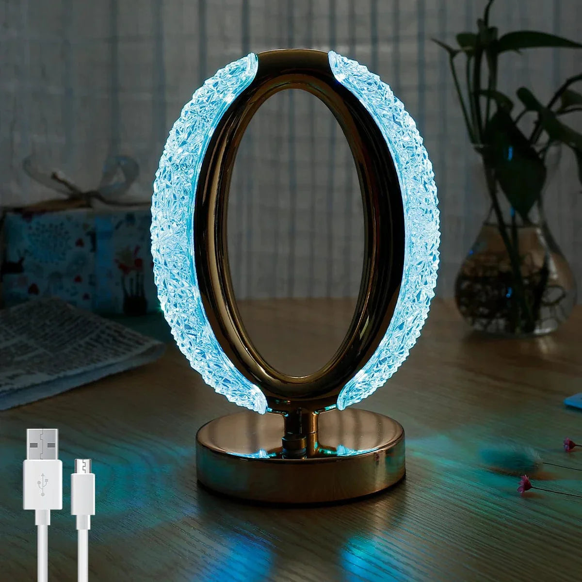 USB Operated Rechargeable Oval LED Crystal Touch Lamp