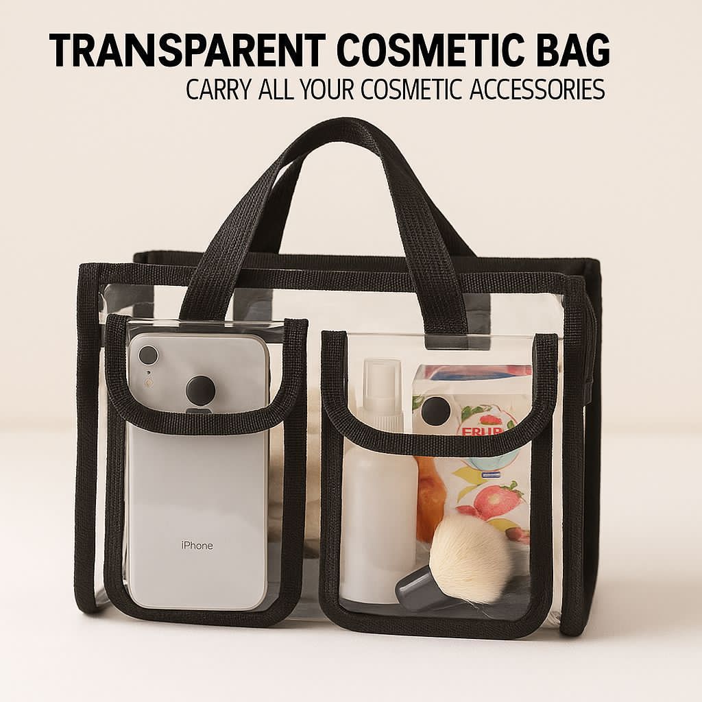 Transparent Cosmetics Hanging Front 2 Pockets Bag