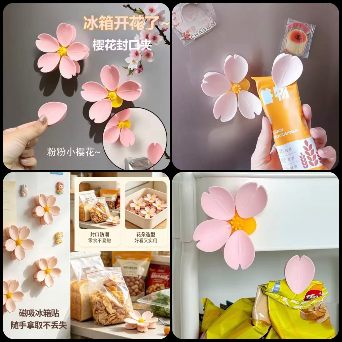 Aesthetic Flower Magnetic Sealing Clip