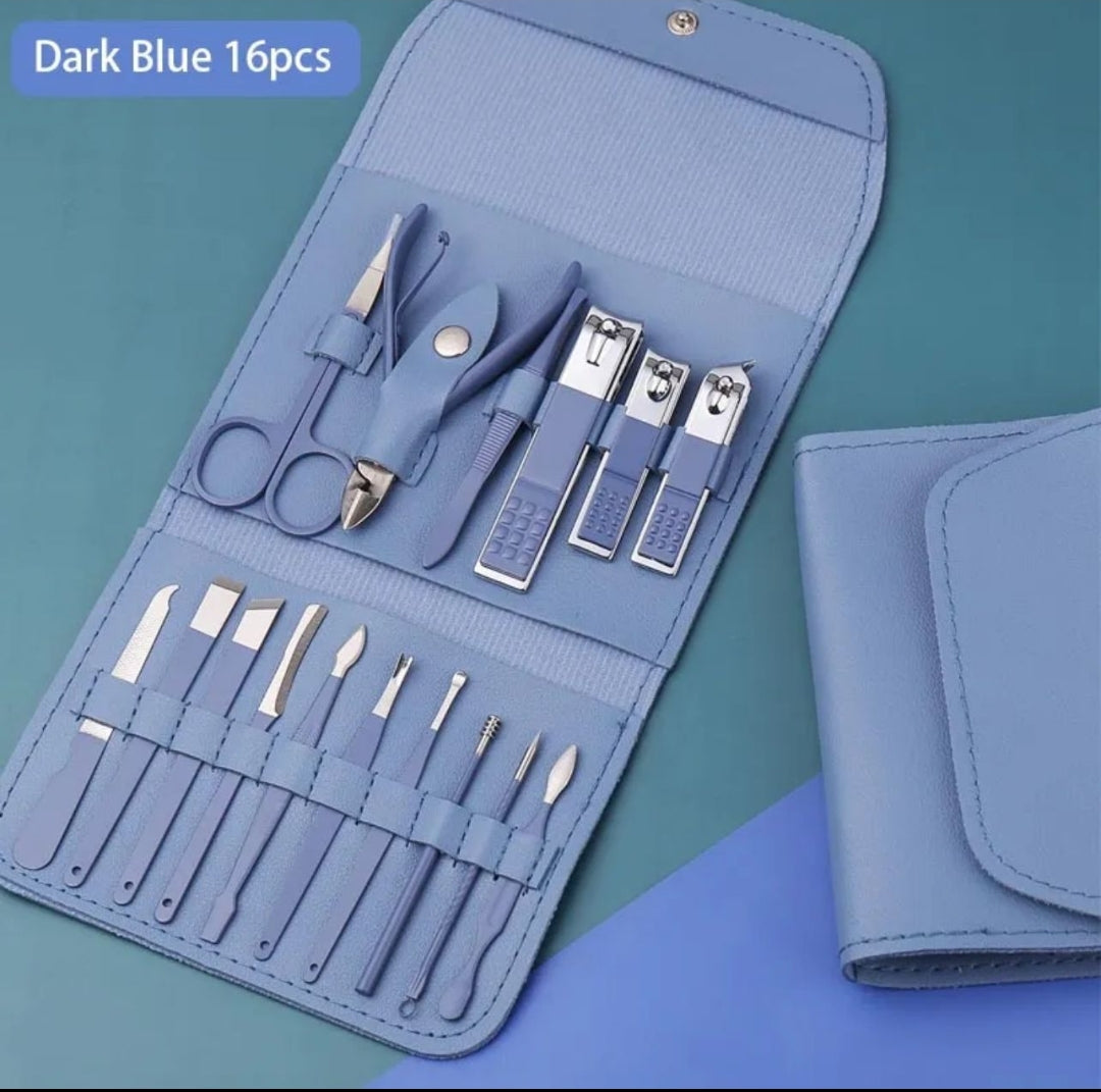 Manicure Pedicure Grooming Kit - Professional 16pcs Manicure Set - Stainless Steel Nail Clipper Set - Stainless Steel set,