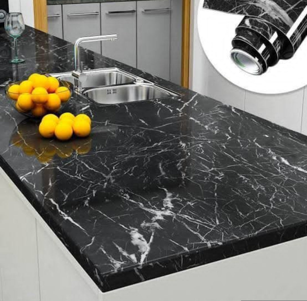 White & Black Marble Sheet Sticker
Size : 60x200 cm