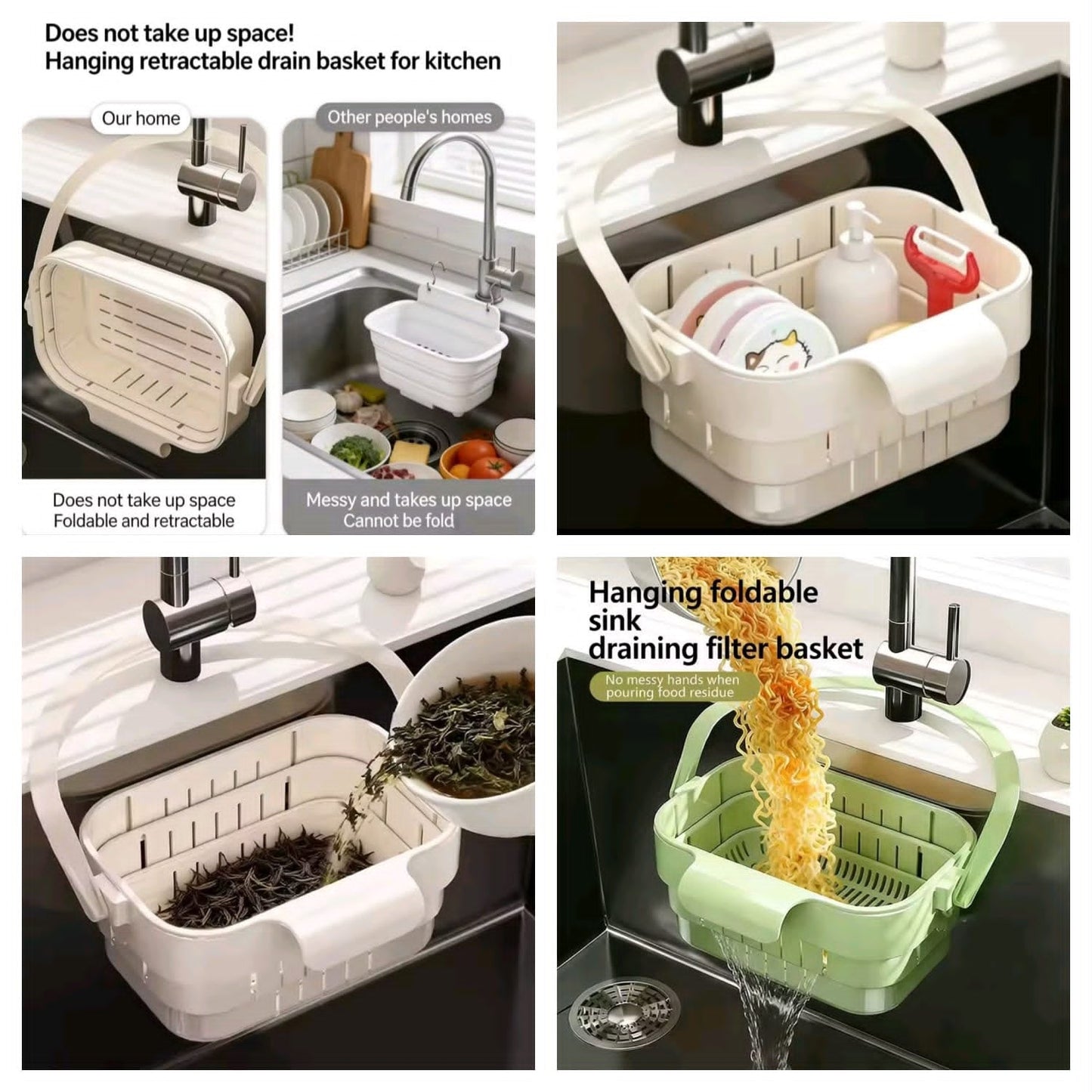 Hanging foldable sink drain Basket