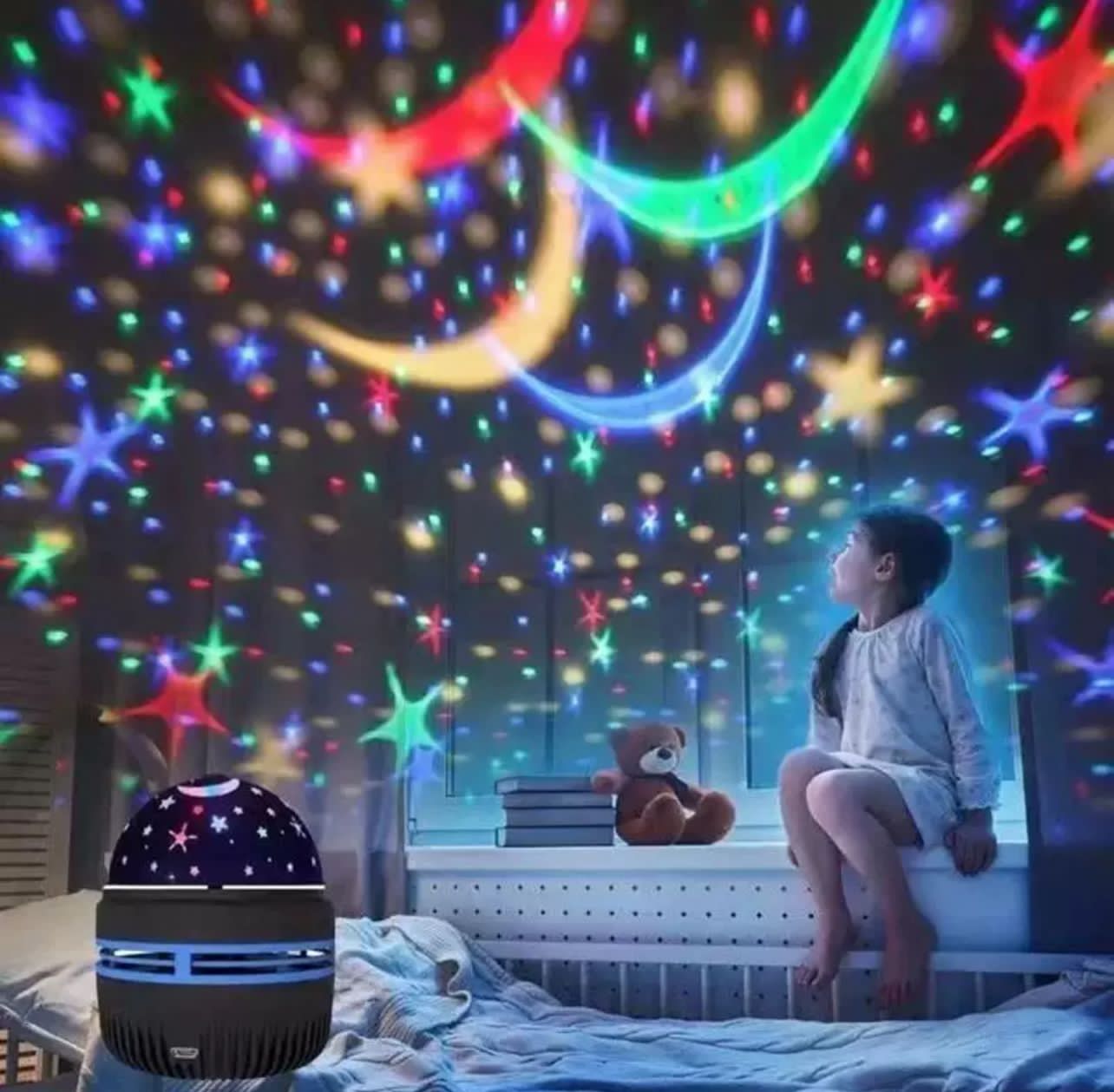 Starry light projector table lamp bedroom crystal magic ball lamp