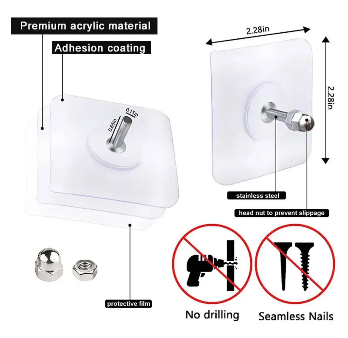 Adhesive Screw Hook Sticker
Pack of 10pcs
