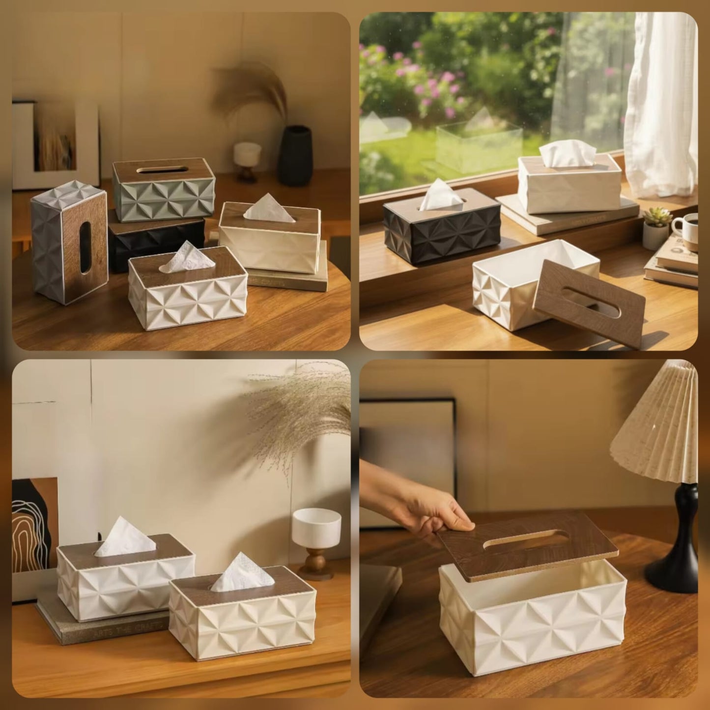 Tissue Box With Wooden Lid