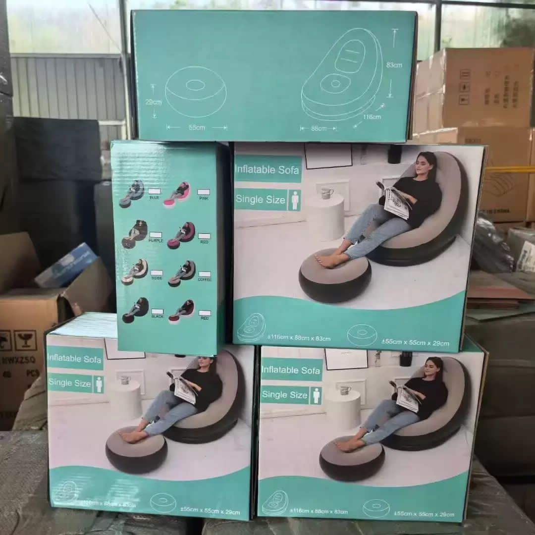 inflable sofa 1 x sofa
1 x leg rest 1 x manual pump