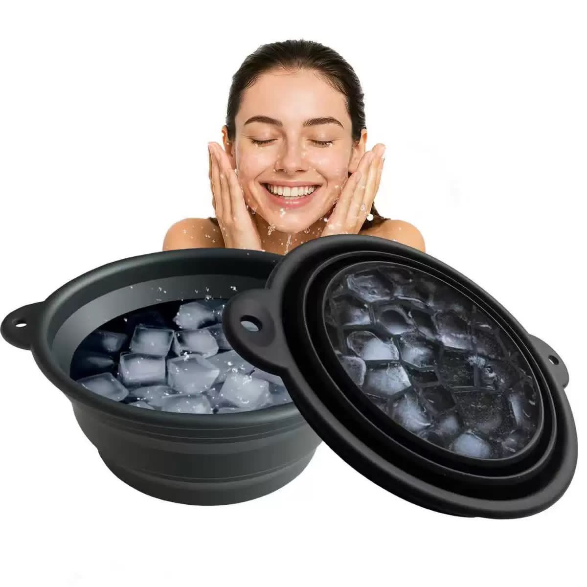 New Model Silicone Foldable Ice Bath Basin with Built-In Ice Tray