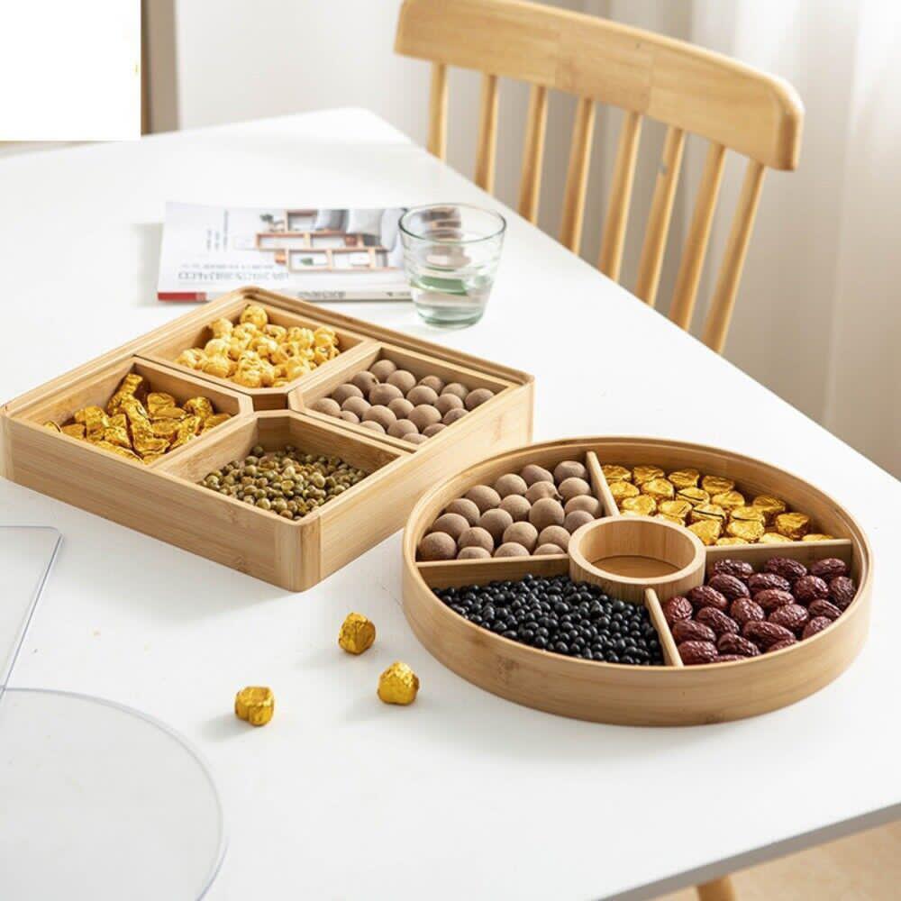 Storage organizer divided snack plate nuts platter storage box serving tray