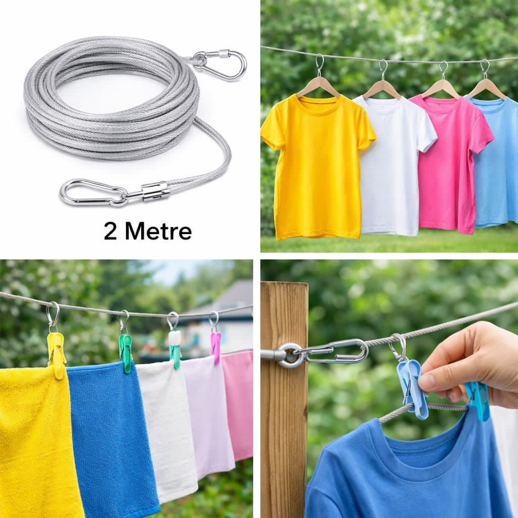 Strong stainless steel clothesline rope (2 meter)