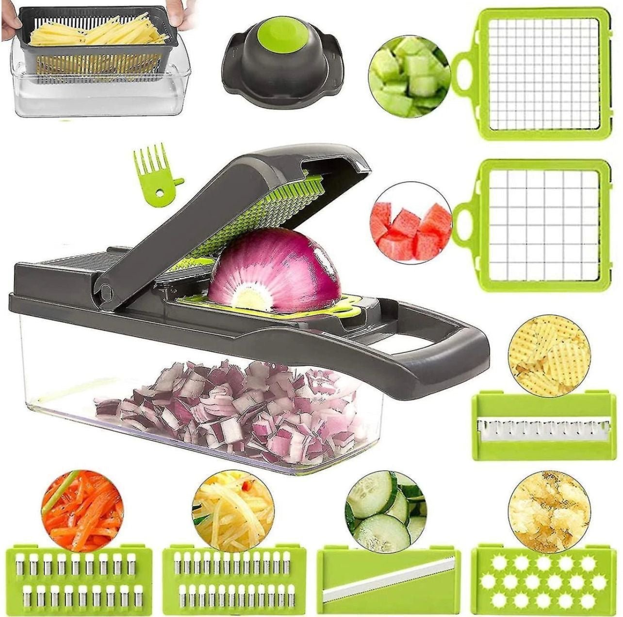 16 in 1 Vegetable Slicer Multifunction Grater Cutter Stainless Steel Blades