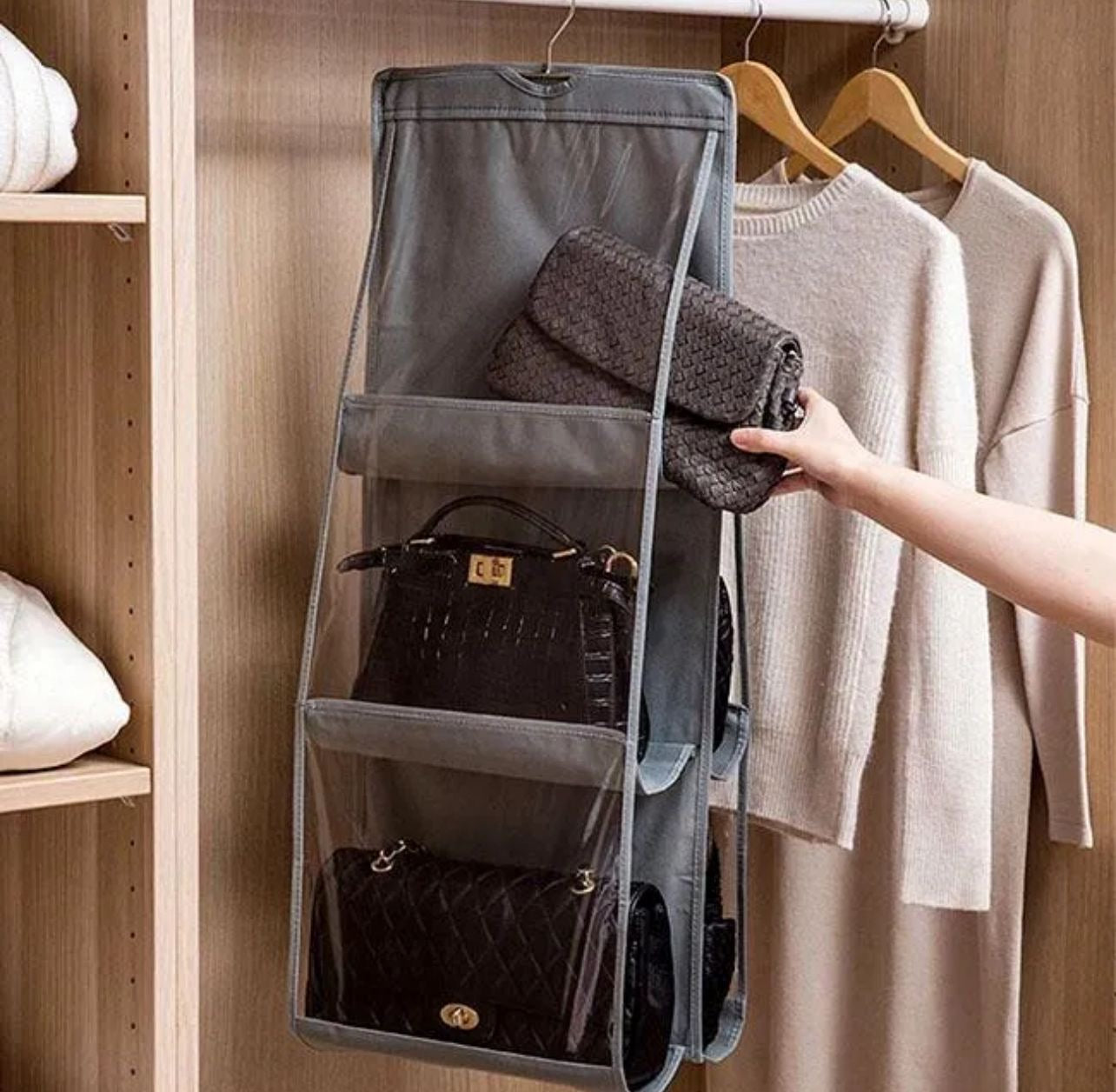 New high qulatiy multipurpose 6 hanging hand bags pocket organizer for bags