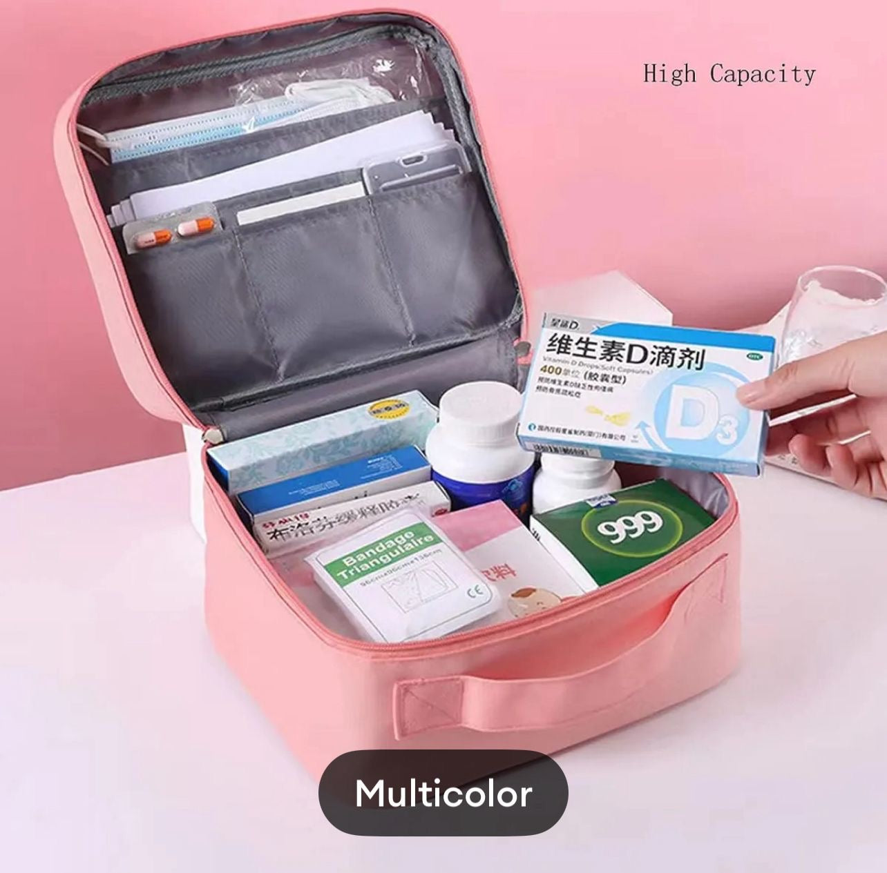 First Aid Kit, Portable Waterproof Oxford Cloth Family Portable Medicine Kit