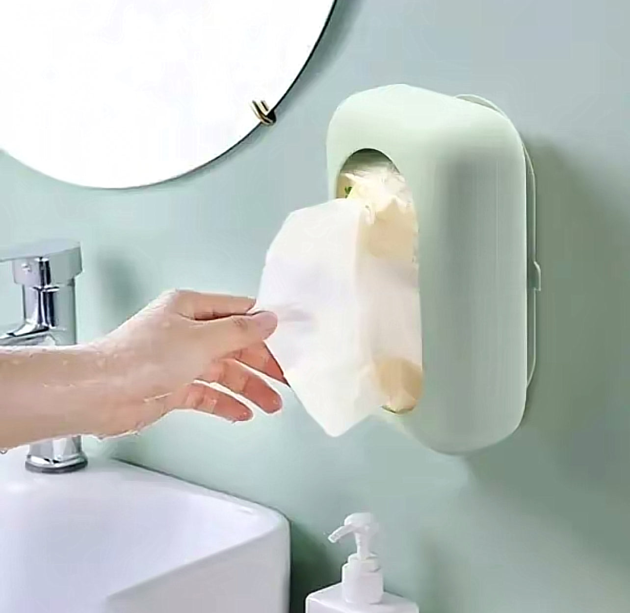 Silicone Tissue Box Cover with Suction Cup – Punch-Free Foldable Refillable Napkin Holder for Bathroom, Kitchen & Desk Use