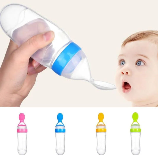 Silicone Baby Spoon Feeding Bottle with Spoon Feeder