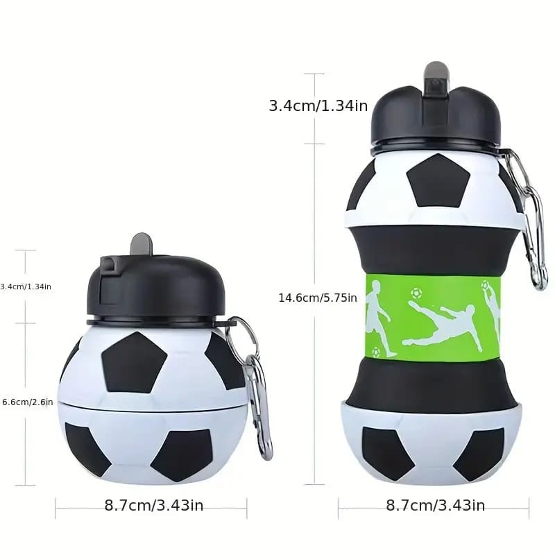 550ml/Folding Football-Shaped Portable Leak-Proof Silicone high quality Water Bottle with lid