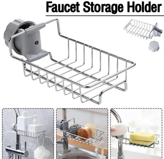 New  Rotatable Stainless Steel Sink Drainer Sponge Dish Cloth Holder for Kitchen