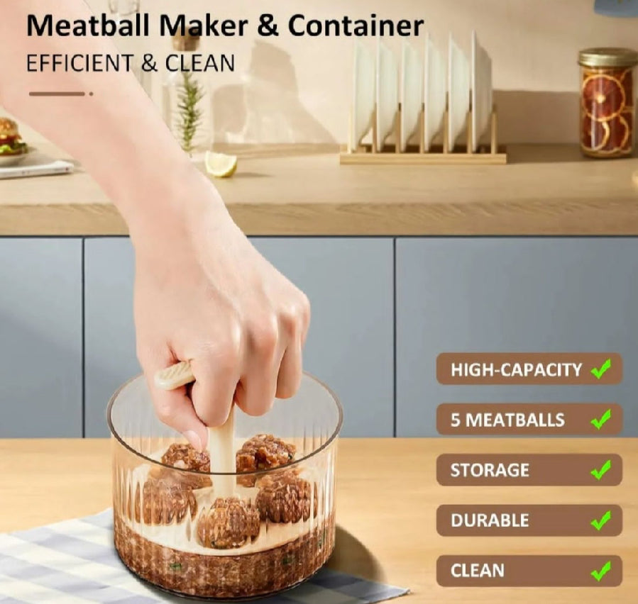 5 Meat Balls Manual Maker With Container