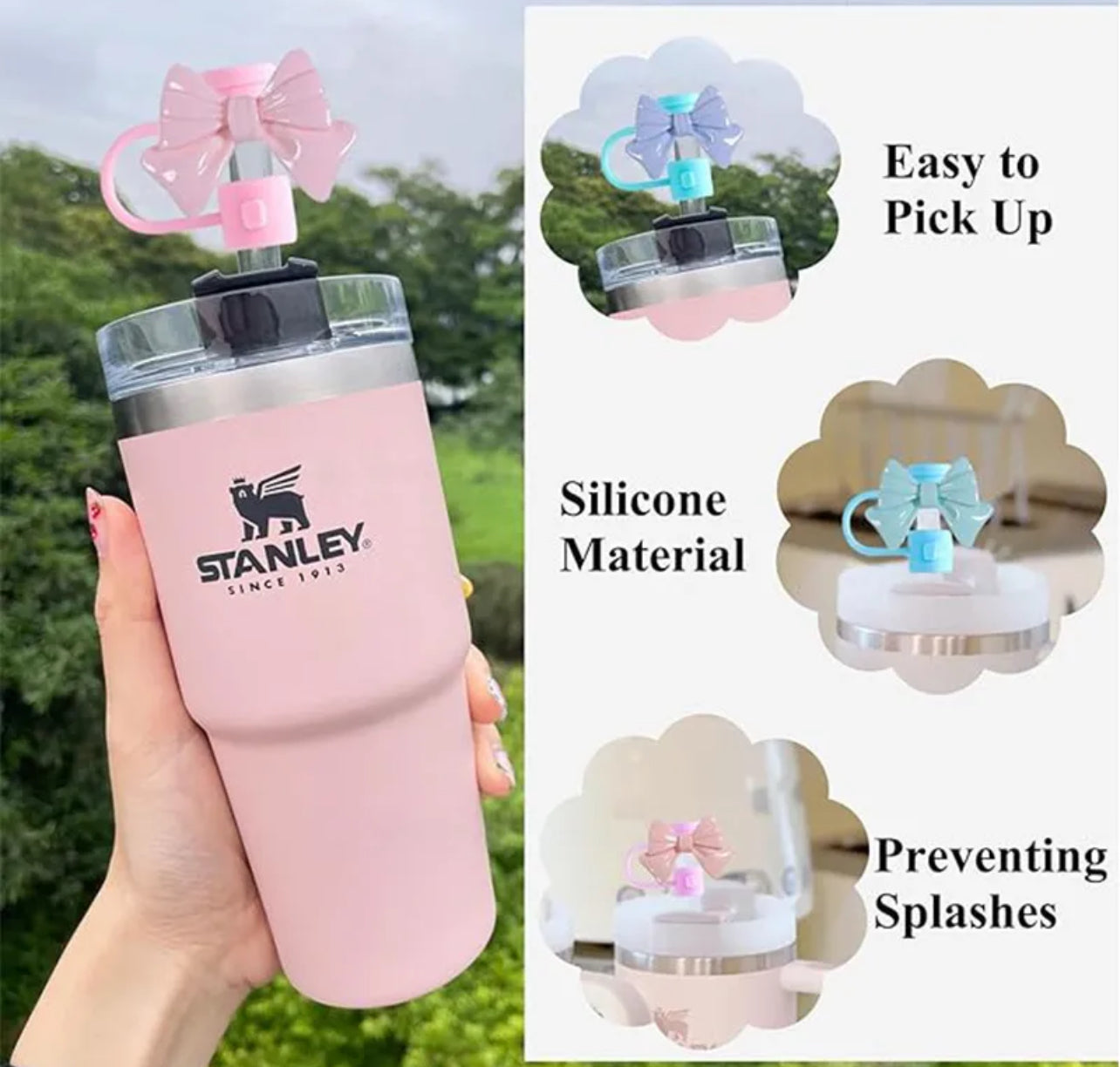 Flexible Material Silicone Straw Cover Reusable High-Quality 10mm Diameter For Stanley Cup Cover Easy Fit Straw Dust Cap for