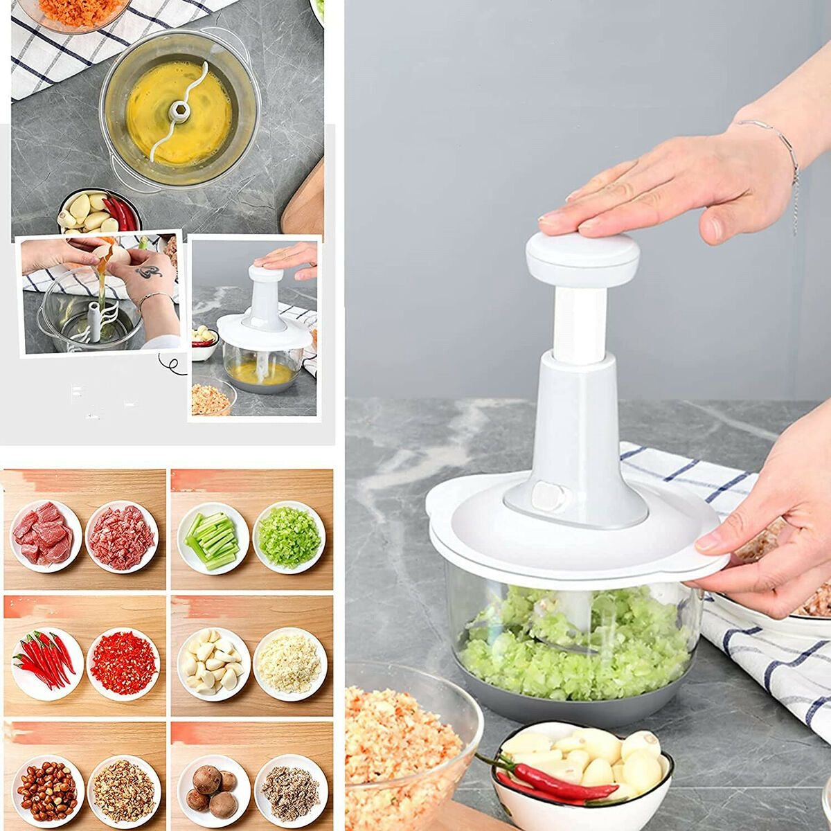 1.5 Litre Push Chopper (3 Blades With Beater & lock )
