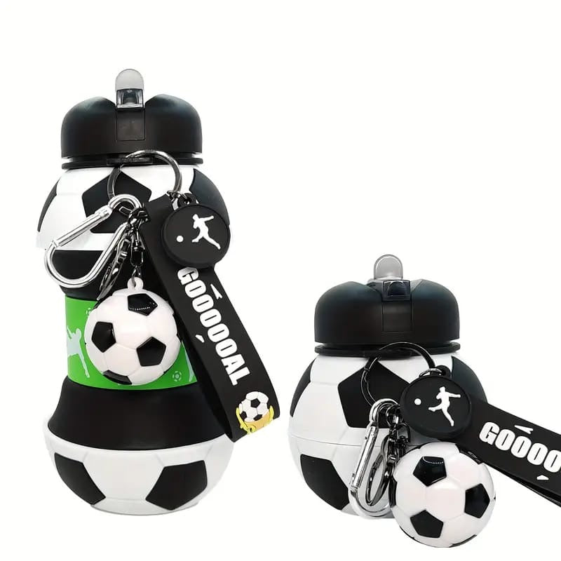 550ml/Folding Football-Shaped Portable Leak-Proof Silicone high quality Water Bottle with lid