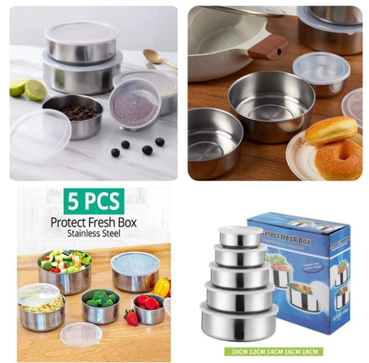 Stainless Steel 5pcs Bowl Set  (Box Packing)