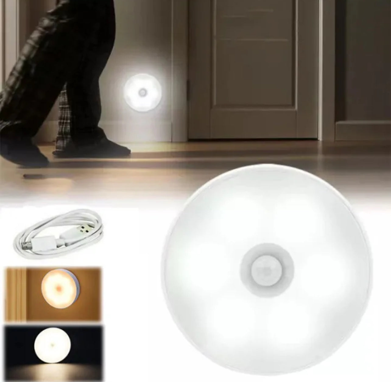New Wireless Motion Sensor Night Light with USB Charging | LED Intelligent Human Body Induction Lamp for Bedroom, Stairs, Closet & Wardrobe | Portable Emergency Lighting | Auto On/Off Feature