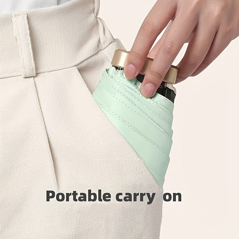 Mini Pocket Umbrella Small Sun Rain Umbrella Vinyl Folding Umbrella UV Ultraviolet Protection Sun Shade Pocket Parasol Capsule (COLOUR RANDOM)