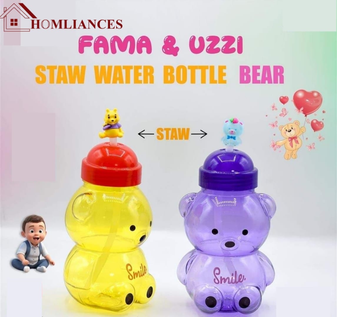 Bear Shape straw water bottle