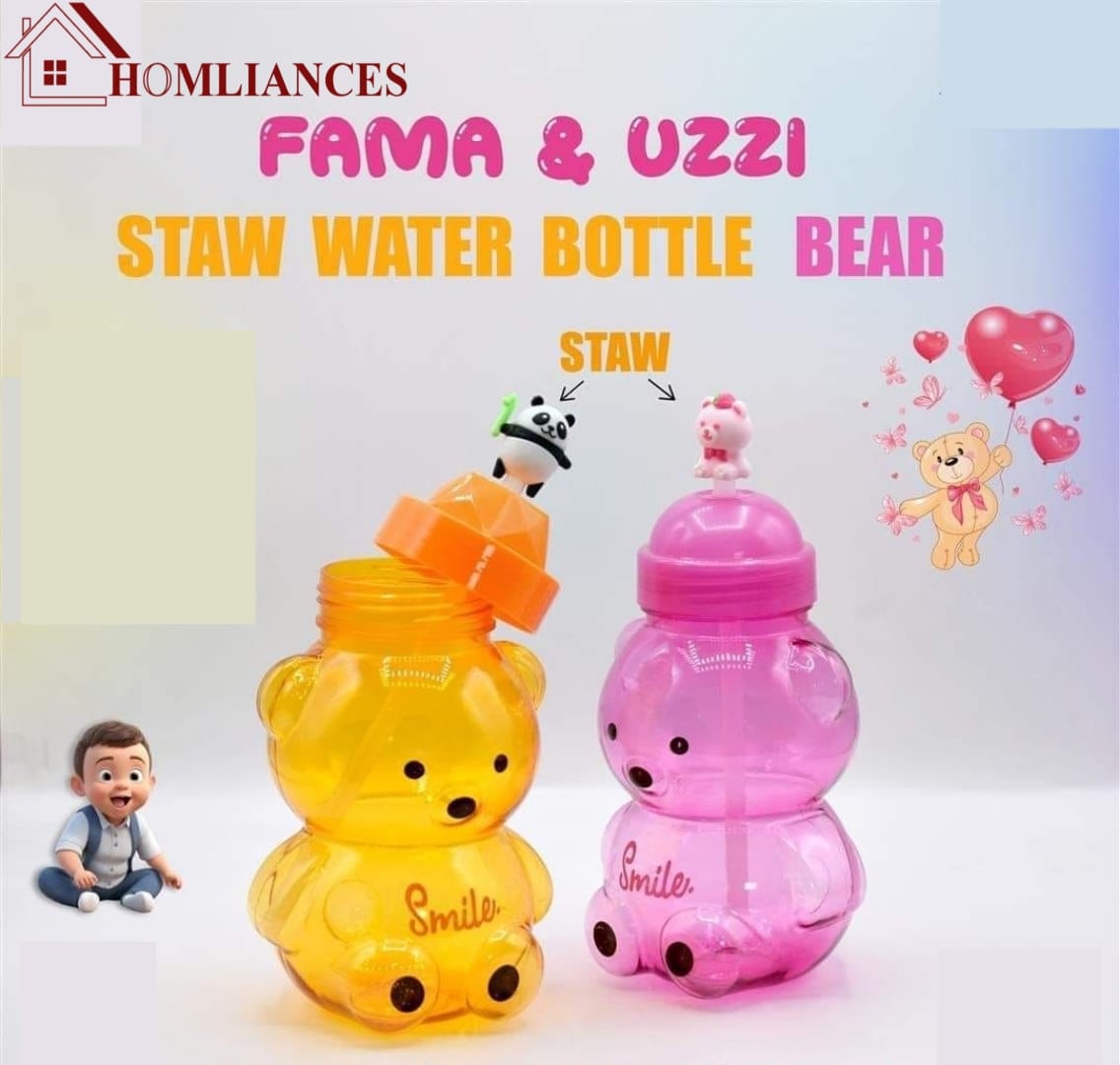 Bear Shape straw water bottle
