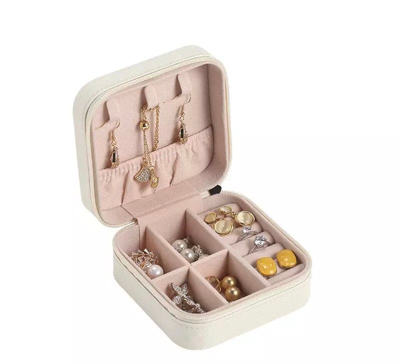 Mini Leather Square Jewellery Box, Luxury Square Cosmetic Box, Mini Travel Jewellery Box Storage Organizer, Portable PU Leather Earring Ring Necklace Jewellery Organizer