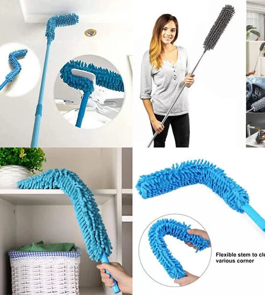 Microfiber Fan Cleaning Duster Steel Body Flexible Fan mop for Quick and Easy Cleaning of Home, Kitchen, Car, Ceiling, and Fan Dusting Office Fan Cleaning Brush with Long Rod
