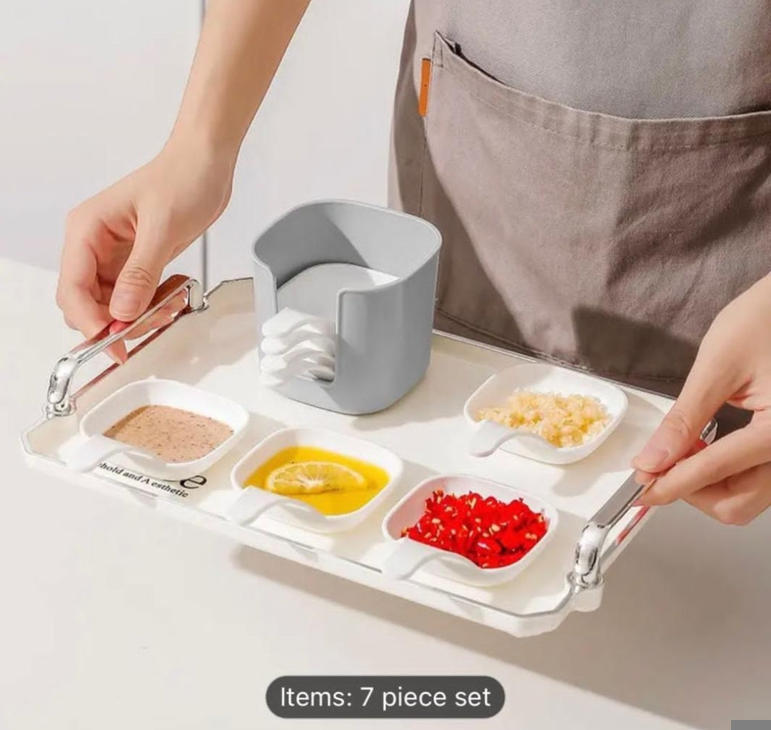 6 pcs Dipping plate barbecue vinegar plate seasoning dry plate spit bone plate