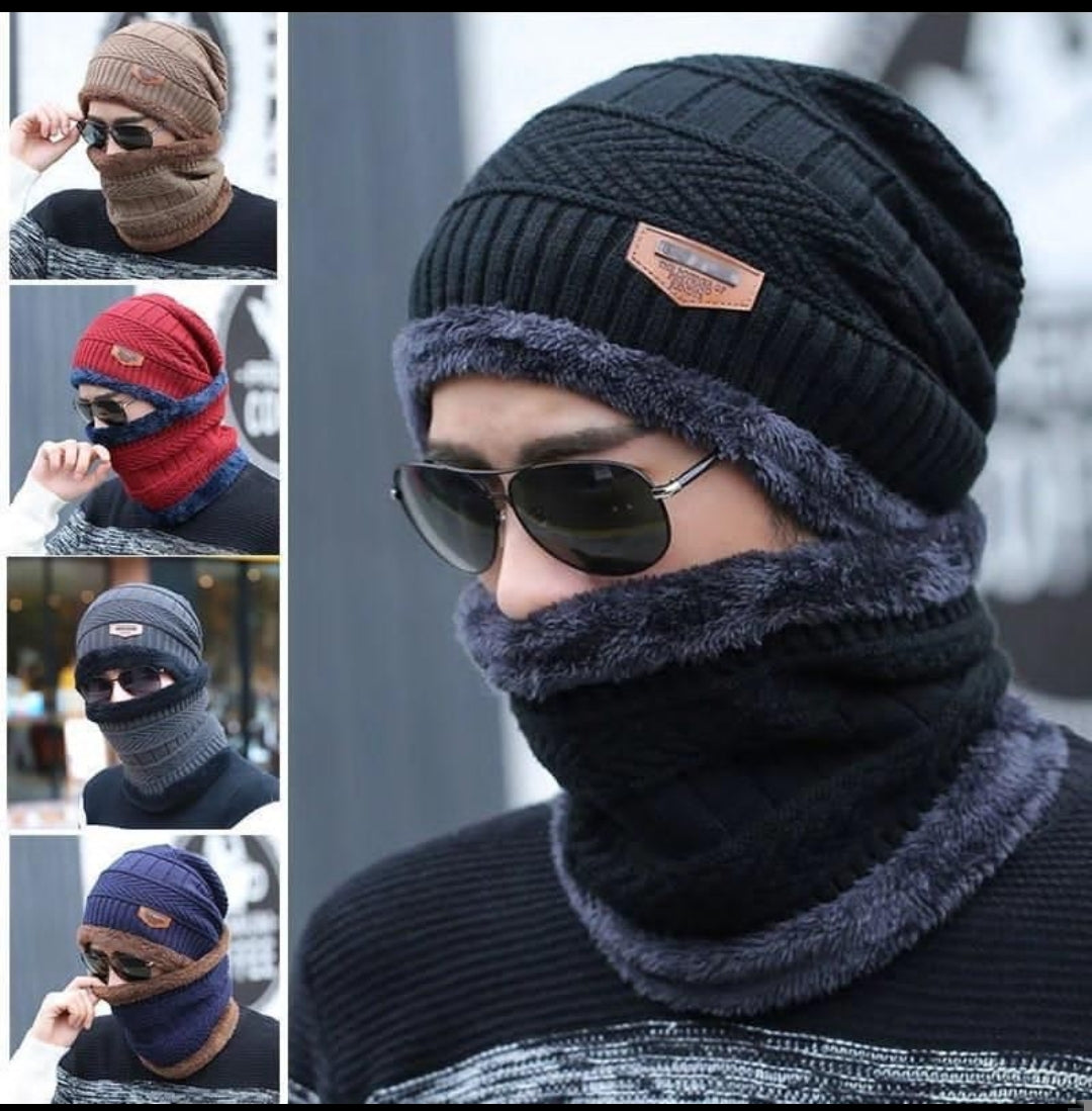 Winter Cap With Neck Muffler 
For Men/Women