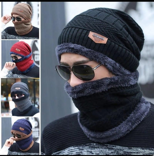 Winter Cap With Neck Muffler 
For Men/Women