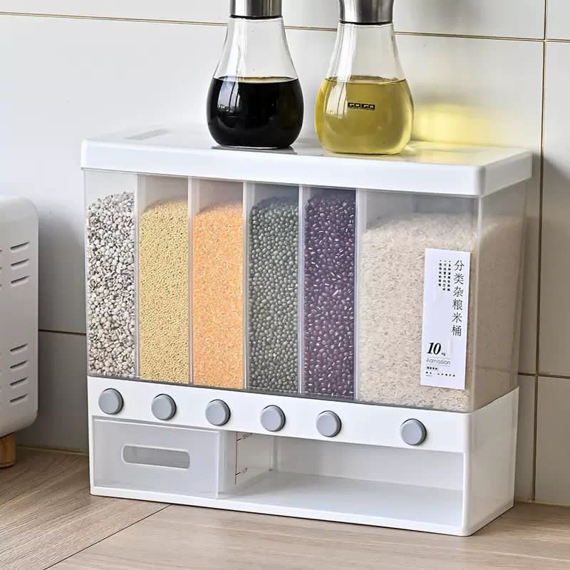6-Compartment Household Rice Bucket