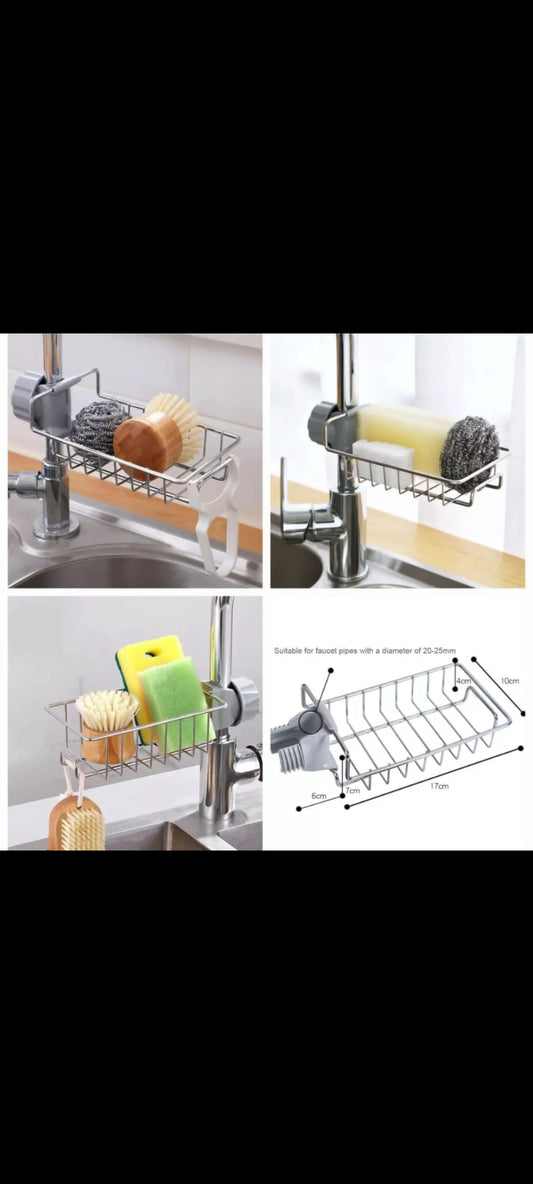 Kitchen Shelf Stainless Steel Faucet Rack Rag Drain Rack Household Kitchen Punch-free Sink Storage Rack