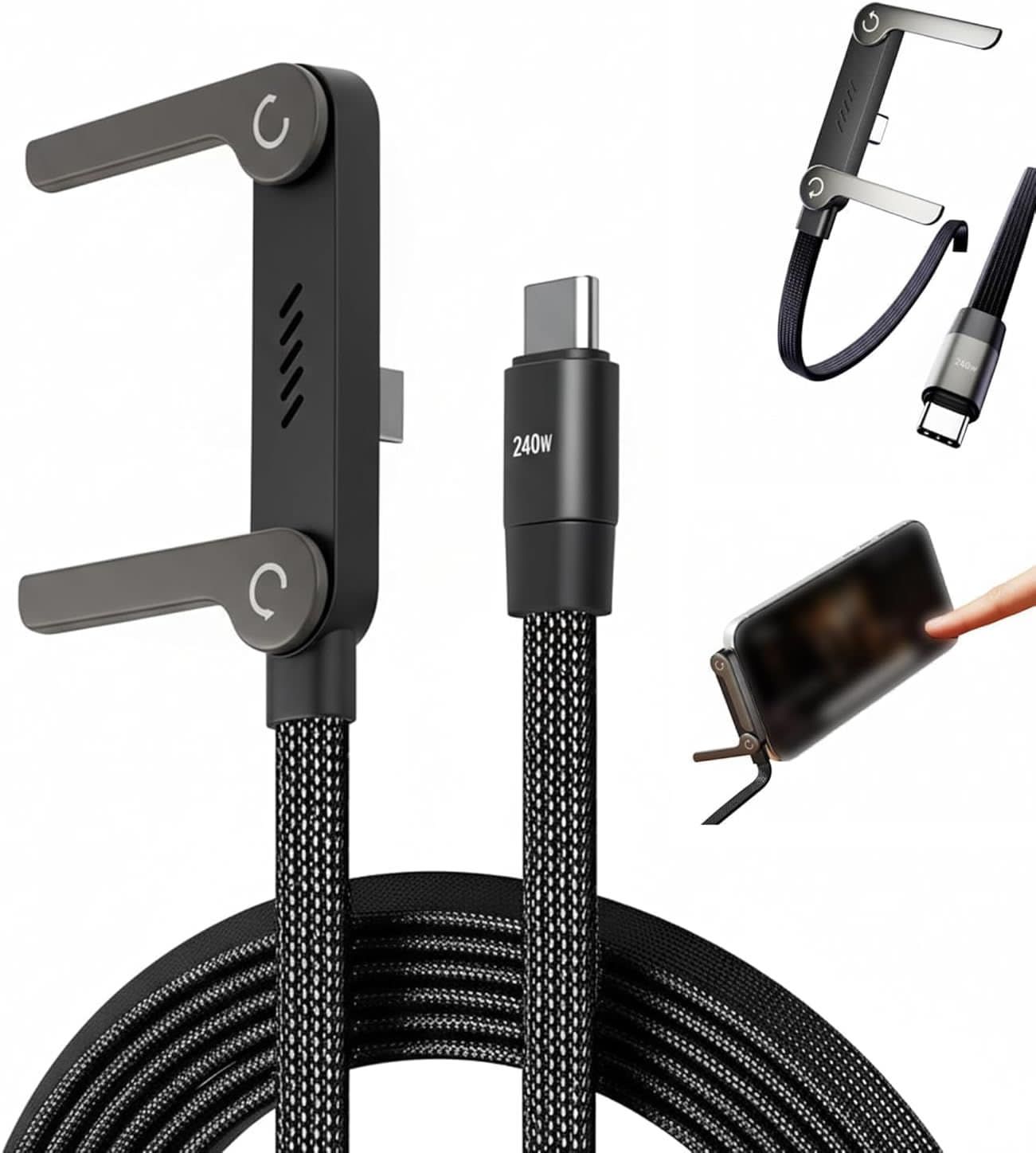 2-in-1 Charger Cable with Phone Stand