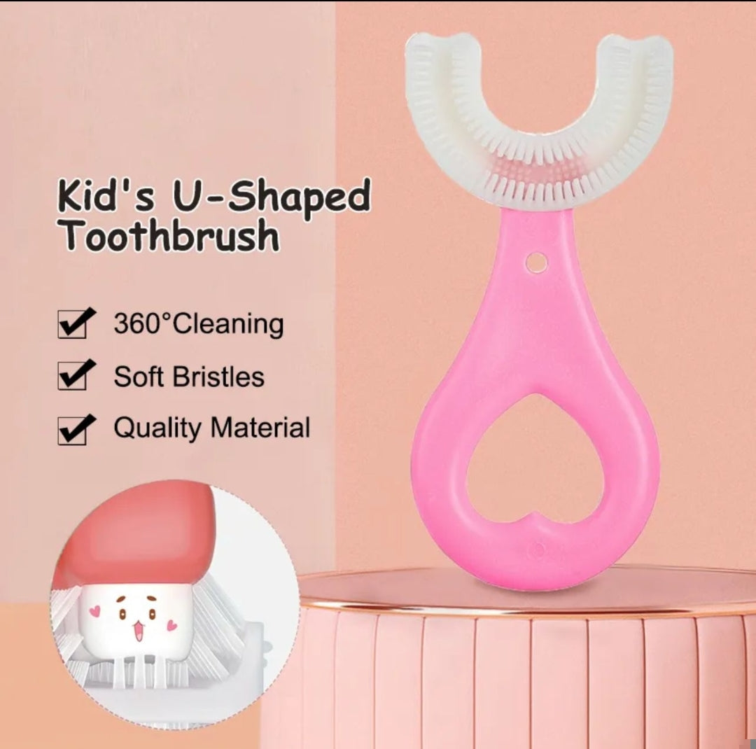 U Shape Silicon Toothbrush for kids, Portable Hand-Held Shaped Infant Soft Bristle 360 Degrees Mouthpiece tooth brush for toddlers