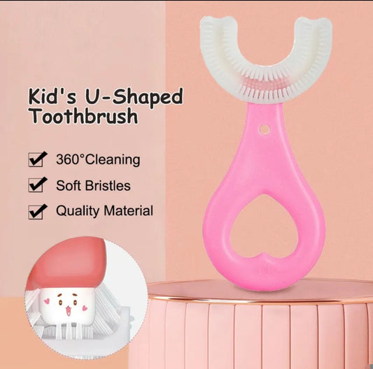 U Shape Silicon Toothbrush for kids, Portable Hand-Held Shaped Infant Soft Bristle 360 Degrees Mouthpiece tooth brush for toddlers