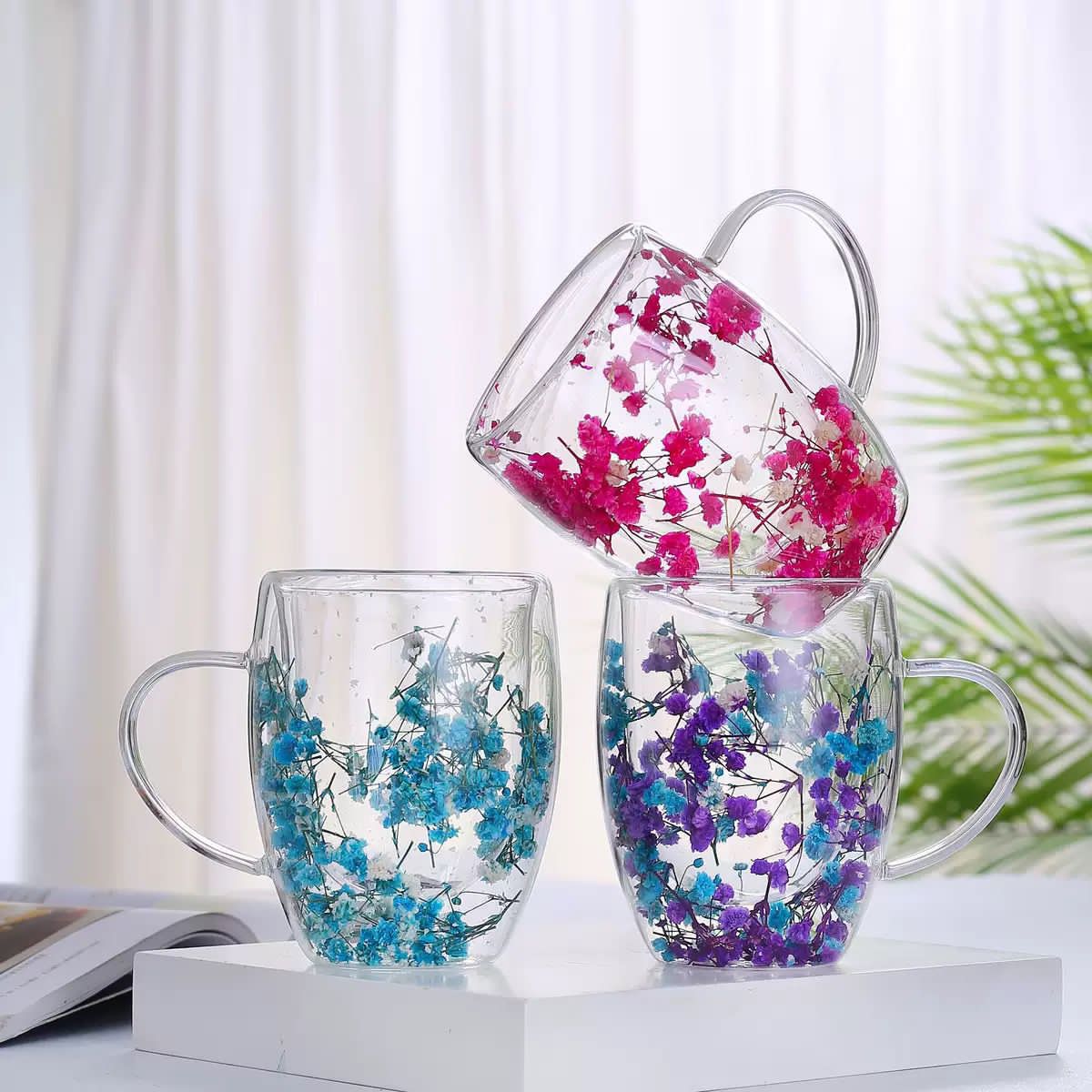 Double wall flower mug 350ml