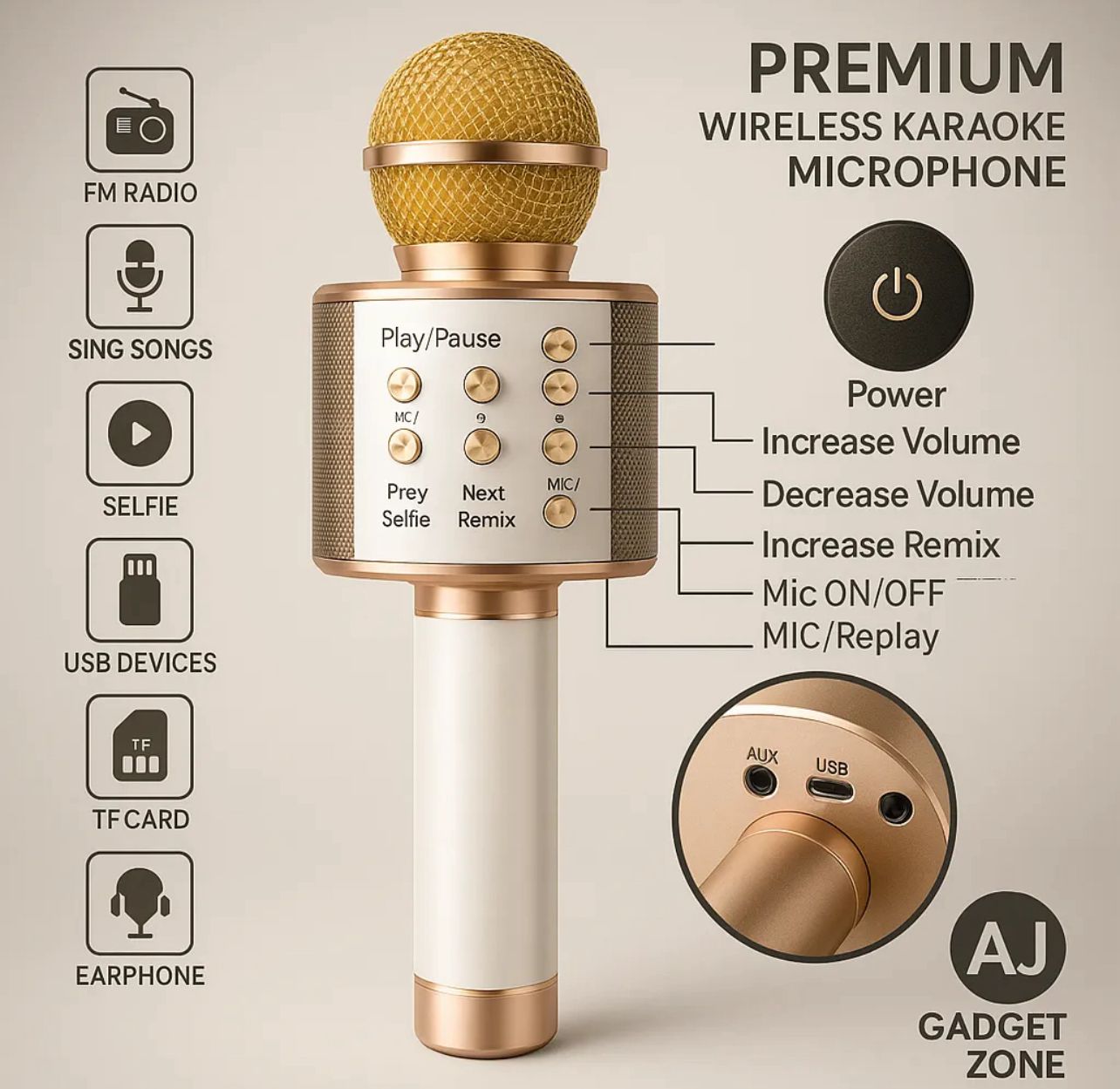 WS-858 Portable Rechargeable Wireless Bluetooth Microphone & Hifi Speaker