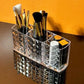 acrylic 3-compartment makeup brush organizer