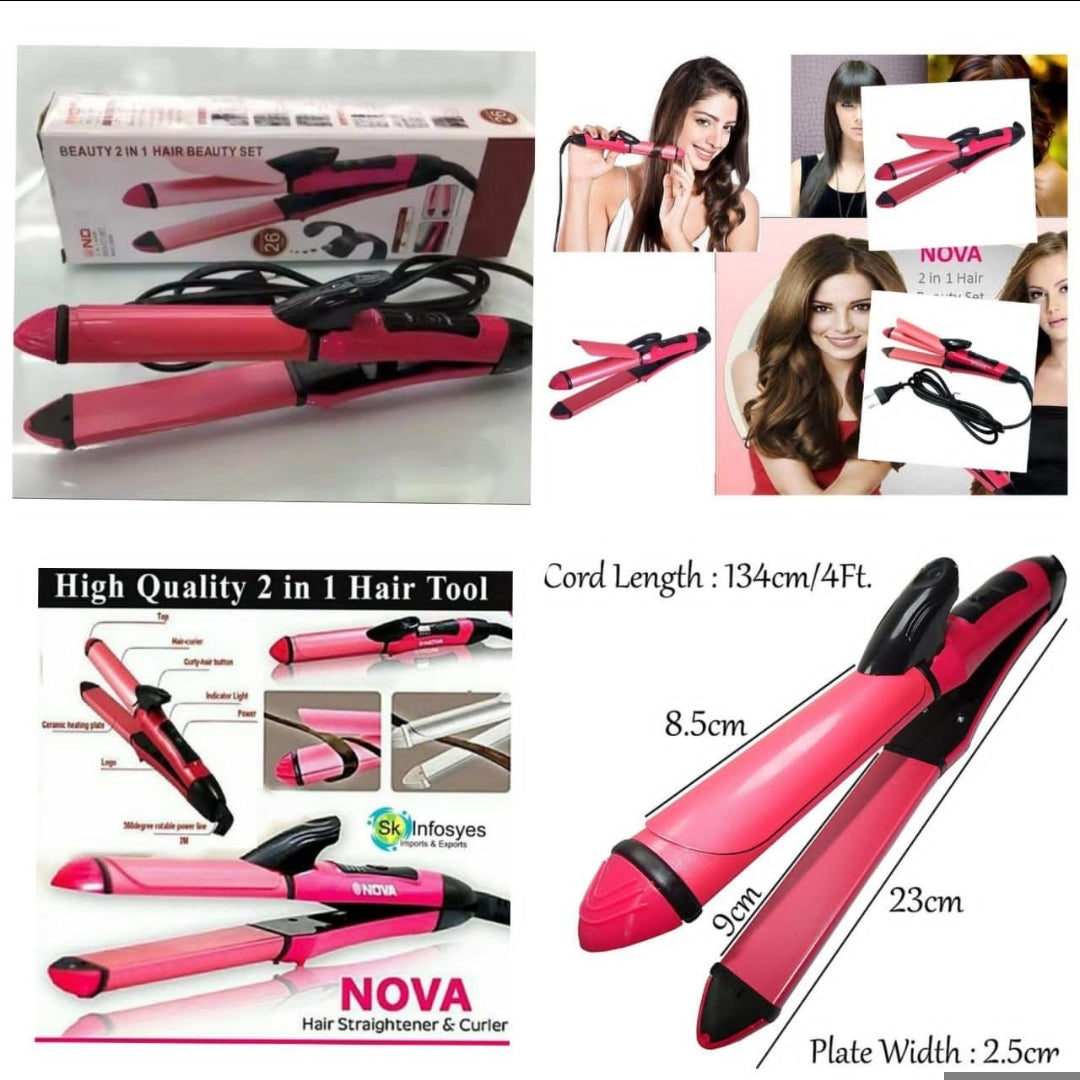 2 in 1 NOVA NHC-2009 Hair Curler and Hair Straightener