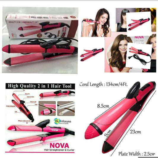 2 in 1 NOVA NHC-2009 Hair Curler and Hair Straightener