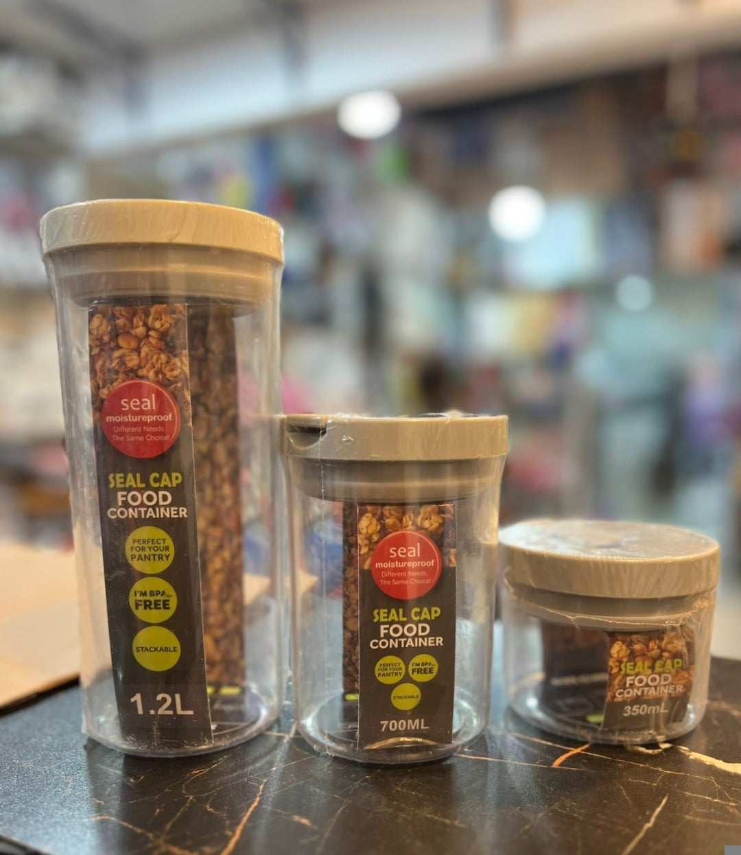 Seal cap food container pack of 3 set