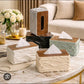 Elegant Wave Pattern  Tissues Boxs With Wooden Lid
